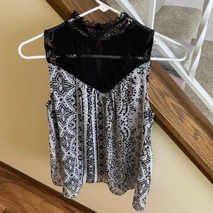 Black & White Patterned Lace Top